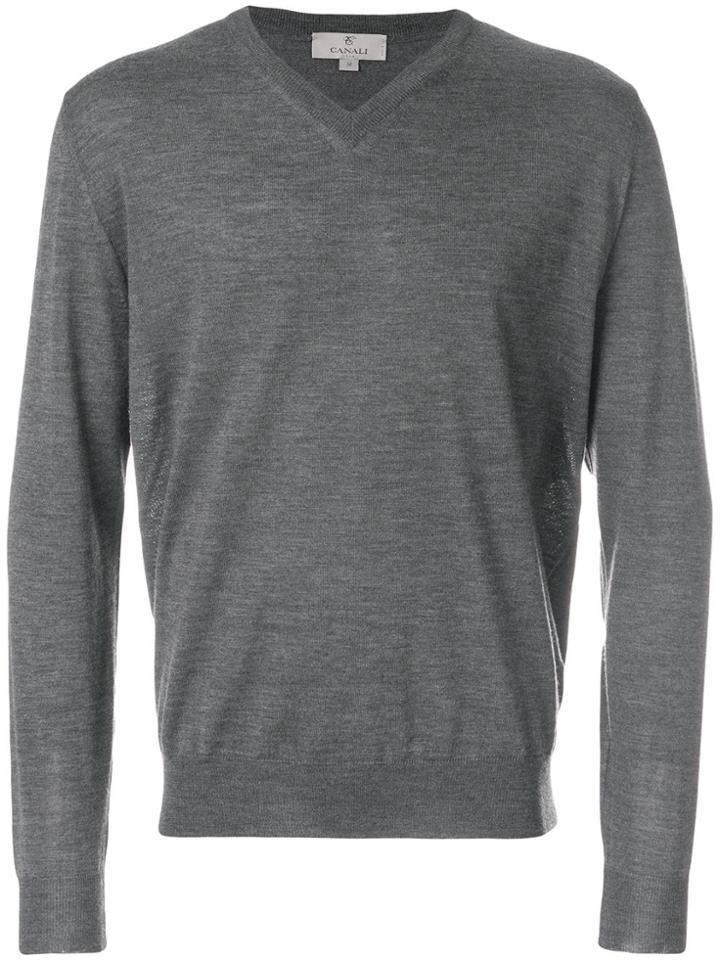 Canali Classic Knitted Sweater - Grey