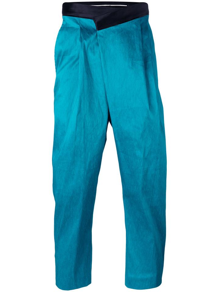 Haider Ackermann Loosely Tapered Trousers, Men's, Size: 48, Blue, Linen/flax/nylon/spandex/elastane/rayon