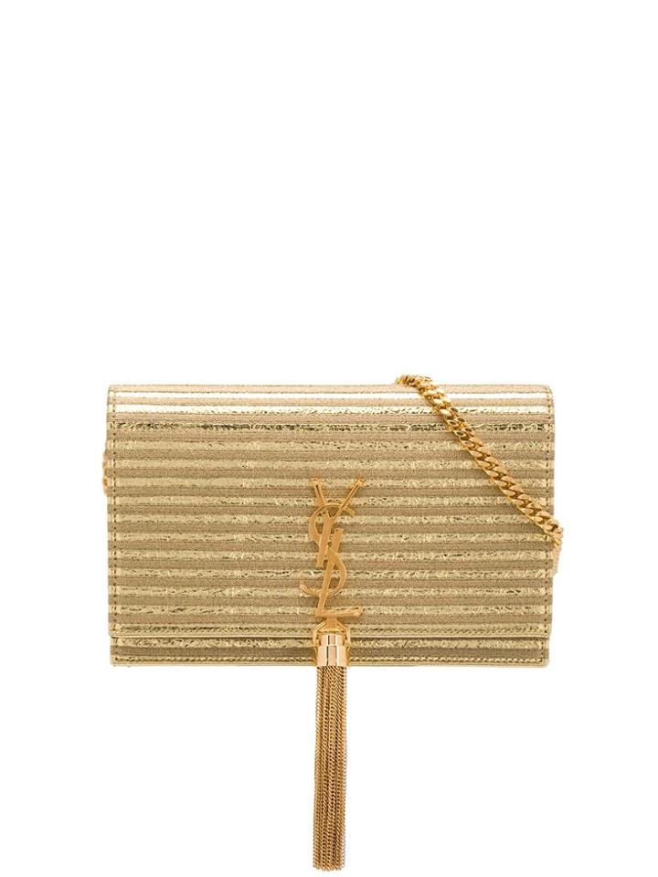 Saint Laurent Logo Shoulder Bag - Gold