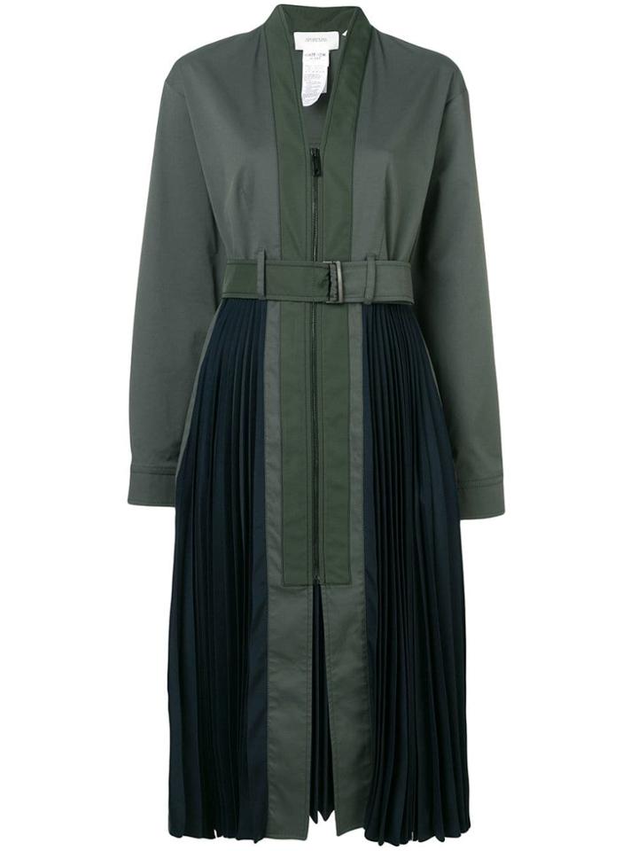Sportmax Zip Front Pleated Midi Dress - Green
