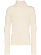 Vyner Articles Ribbed Roll Neck Wool Jumper - White