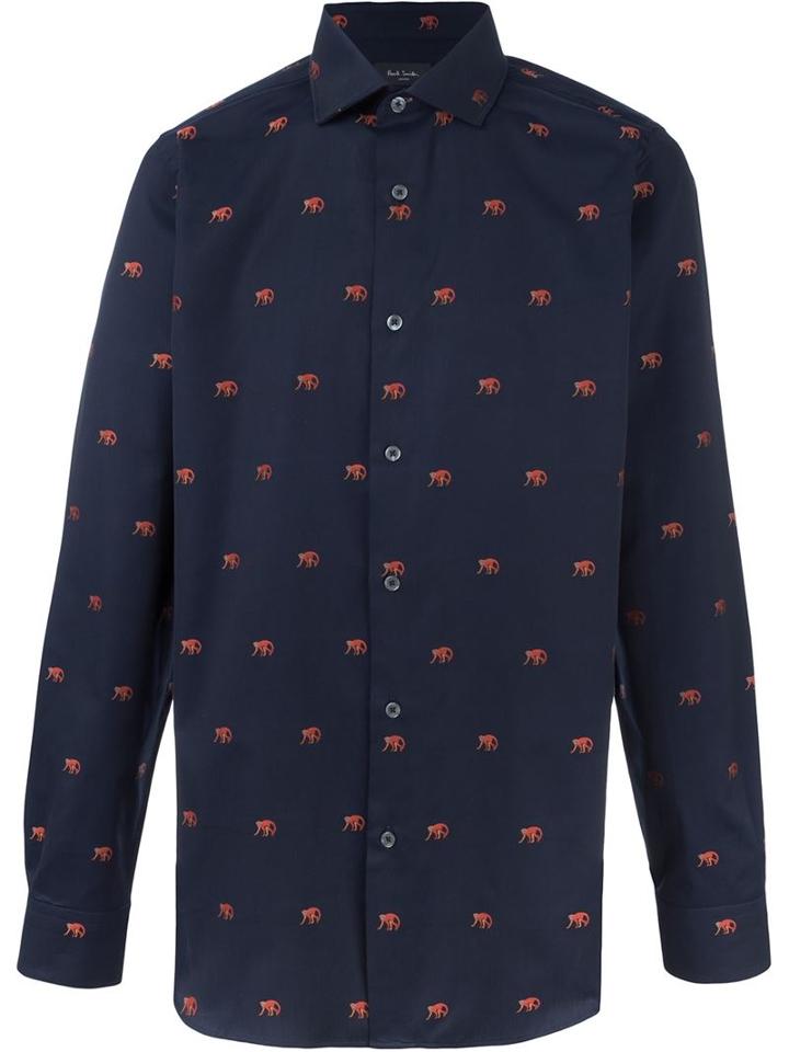 Paul Smith London Embroidered Monkey Pattern Shirt