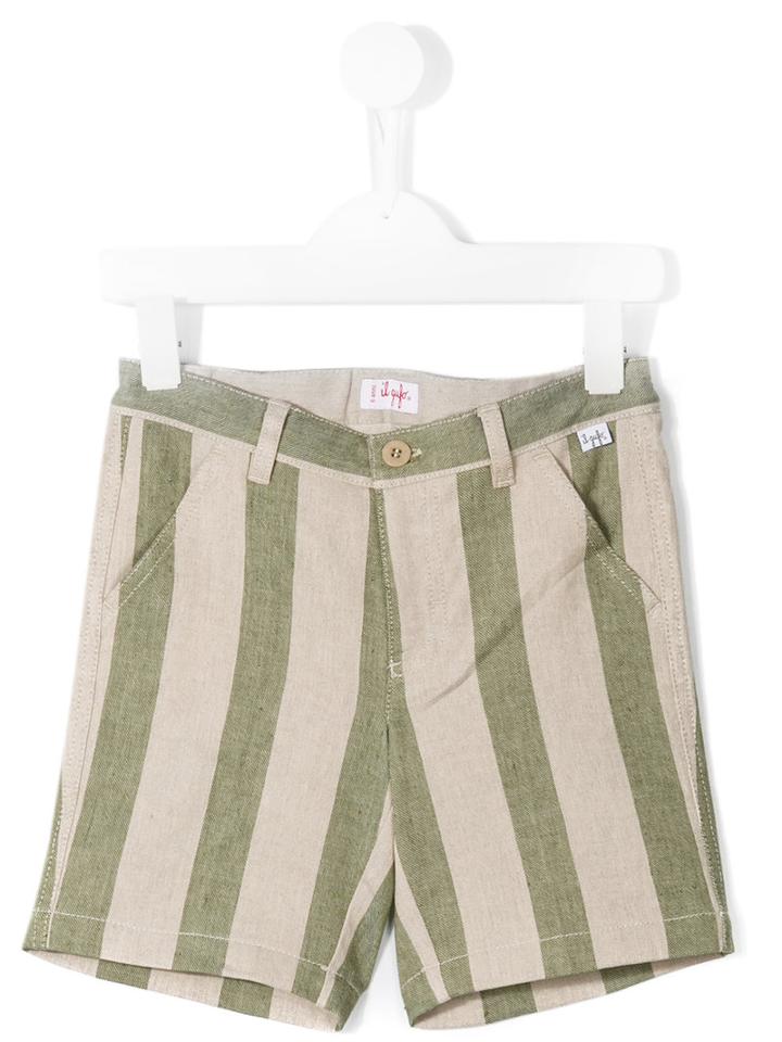 Il Gufo Striped Shorts, Boy's, Size: 6 Yrs, Green