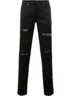 Saint Laurent Distressed Slim Fit Jeans - Black