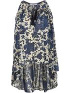 Derek Lam 10 Crosby Tasseled Floral Blouse, Women's, Blue, Cotton
