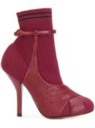 Fendi Heeled Sock Boots - Red