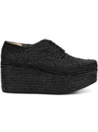 Robert Clergerie Raffia Wedge Shoes, Women's, Size: 6, Black, Raffia/rubber