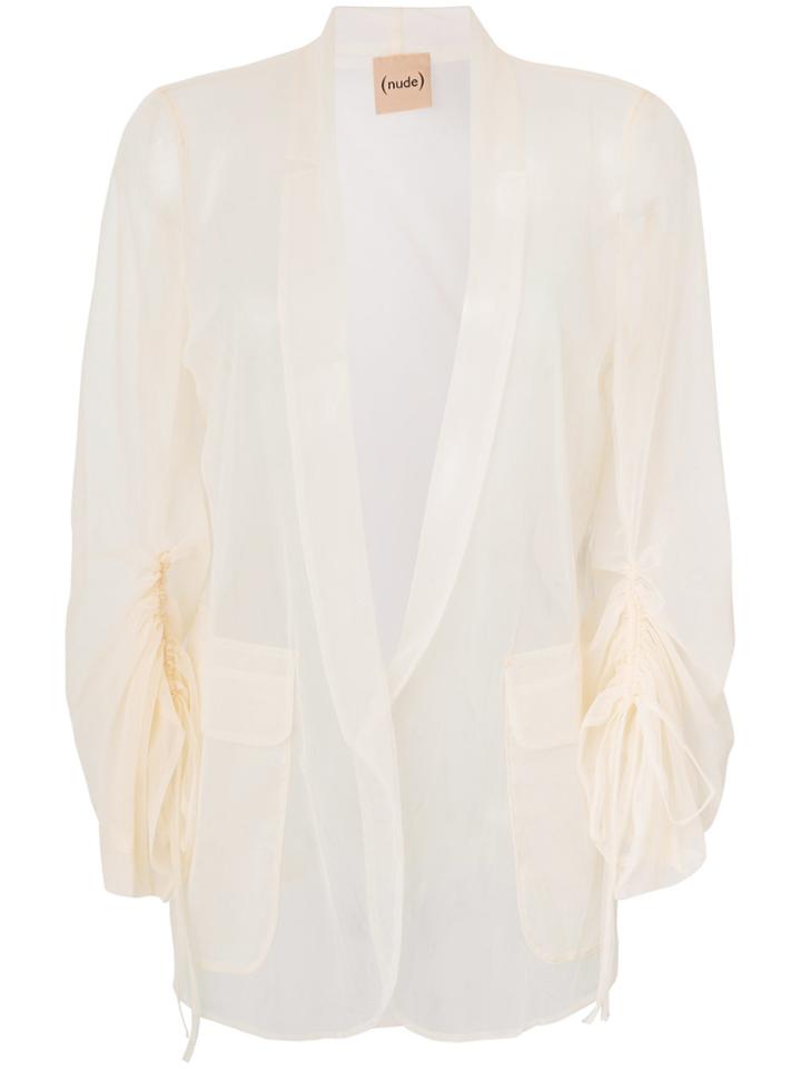 Nude Sheer Blazer - Nude & Neutrals