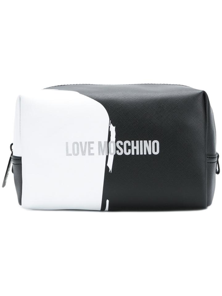 Love Moschino Front Printed Wash Bag - Black