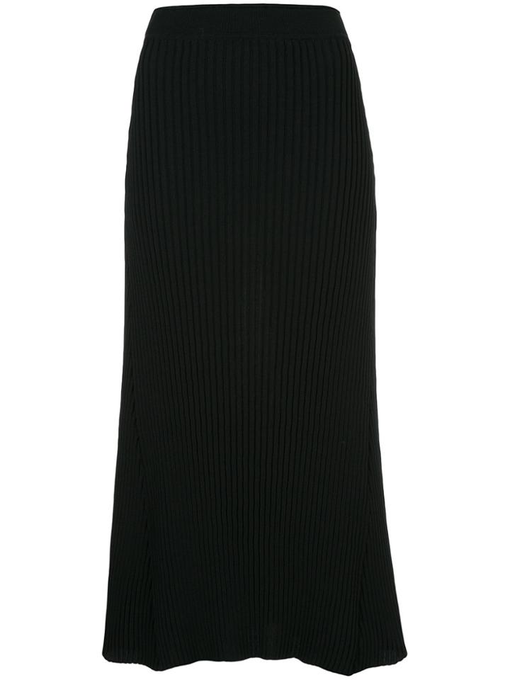 Le Ciel Bleu Rib Knit Midi Skirt - Black