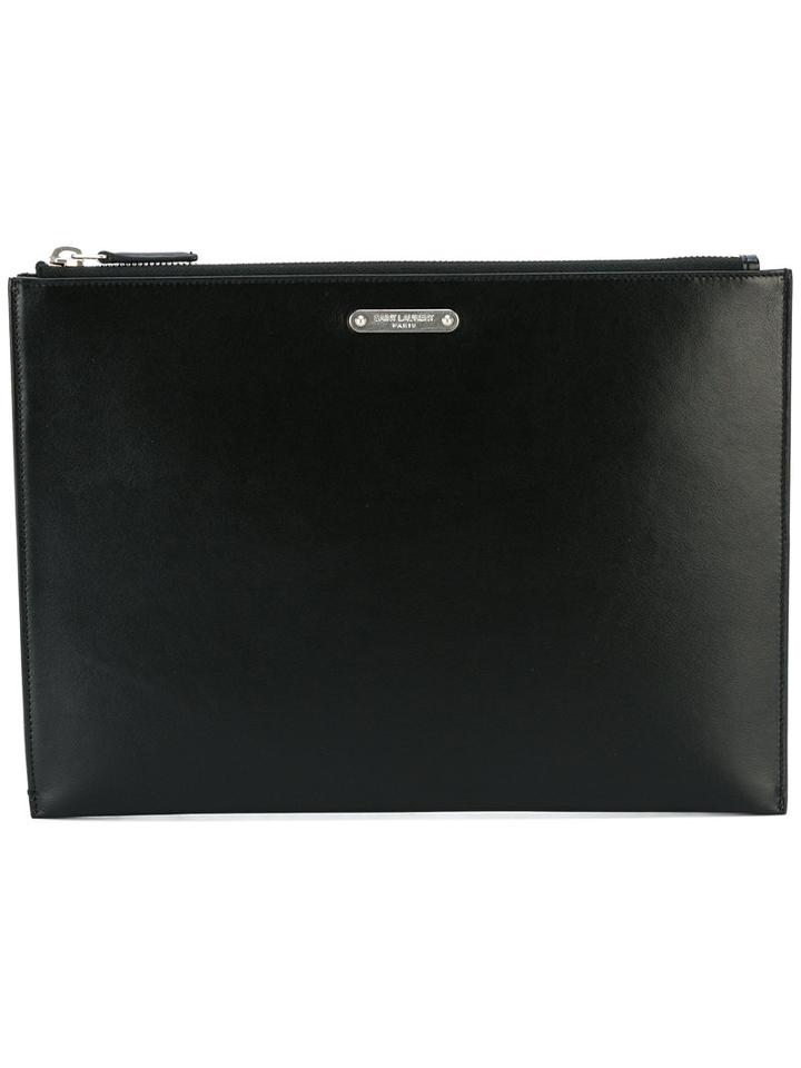 Saint Laurent Id Tablet Holder, Men's, Black, Calf Leather