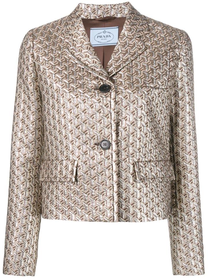 Prada Jacquard Fitted Jacket - Brown