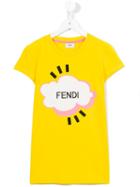 Fendi Kids Logo Print T-shirt, Girl's, Size: 14 Yrs, Yellow/orange