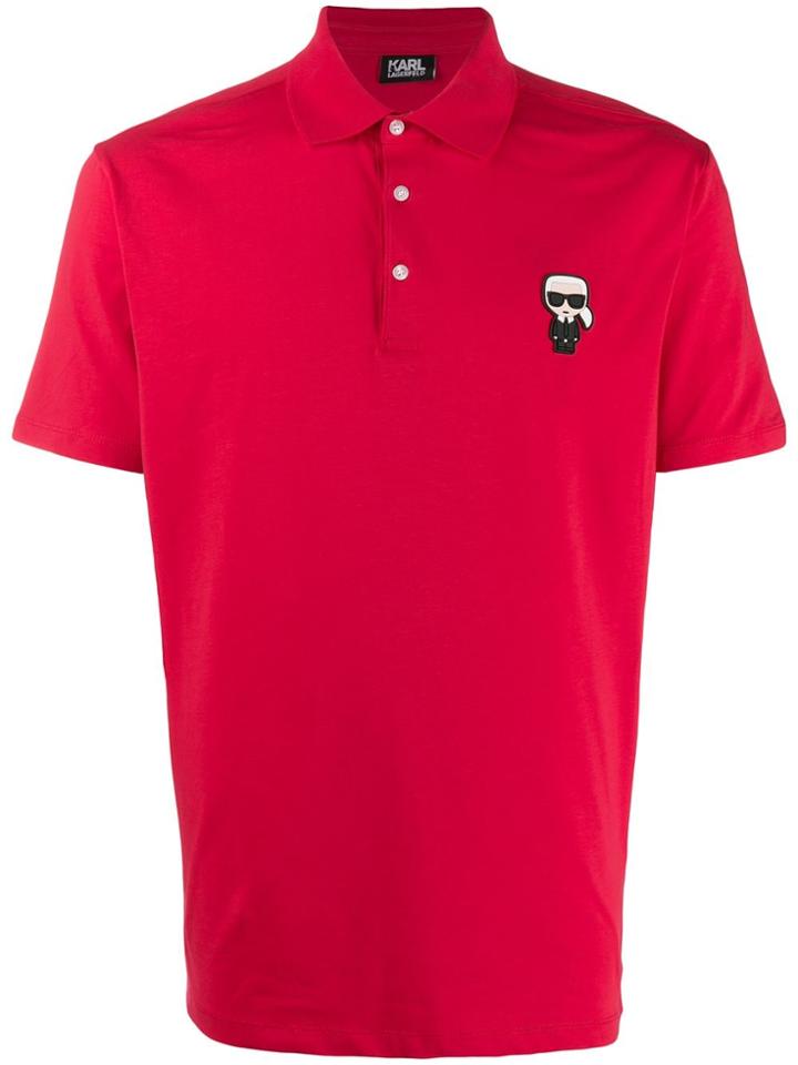 Karl Lagerfeld Ikonik Chest Patch Polo Shirt - Red