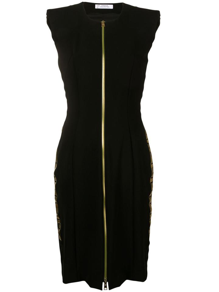 Versace Collection Logo Tape Fitted Dress - Black