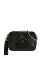 Chanel Pre-owned Cc Stitch Tassel Chain Bag - Black