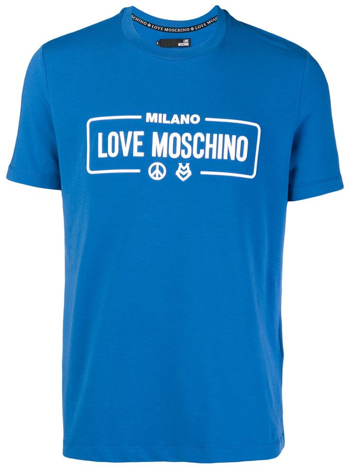 Love Moschino Logo Patch T-shirt - Blue