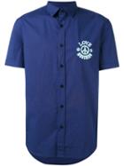 Love Moschino - Logo Print Shortsleeved Shirt - Men - Cotton/spandex/elastane - S, Blue, Cotton/spandex/elastane