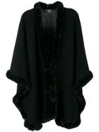 N.peal Fur-trimmed Cape - Black
