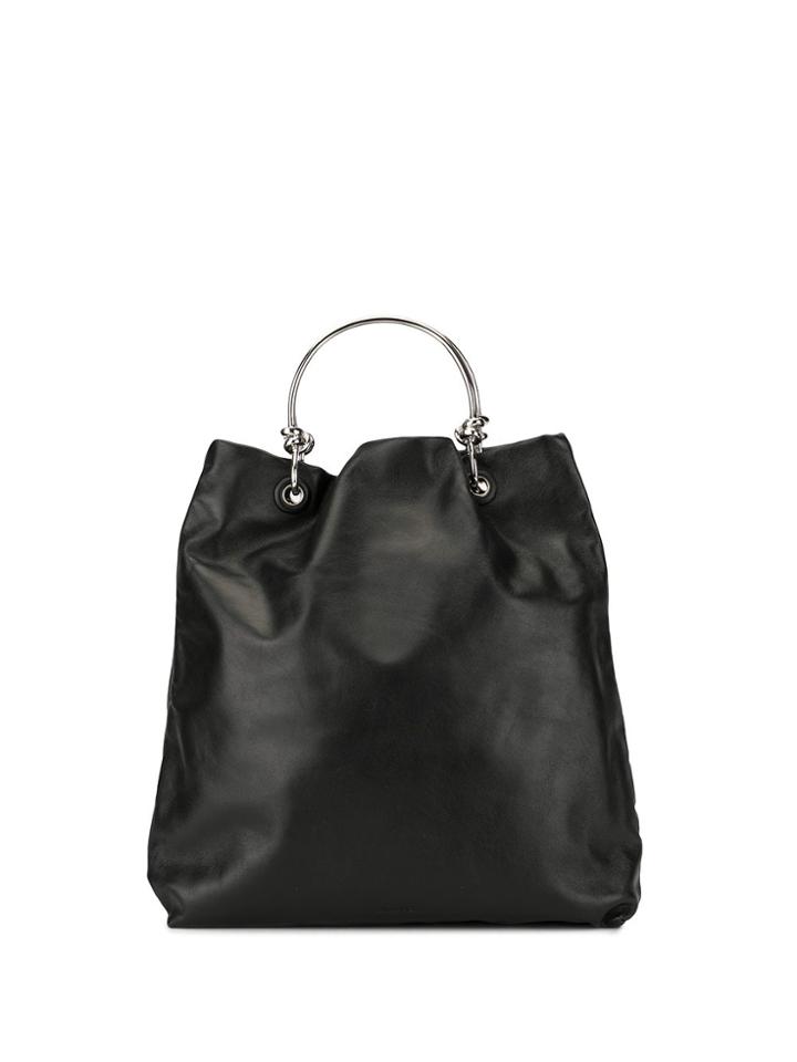 Jil Sander Metallic Handle Tote - Black