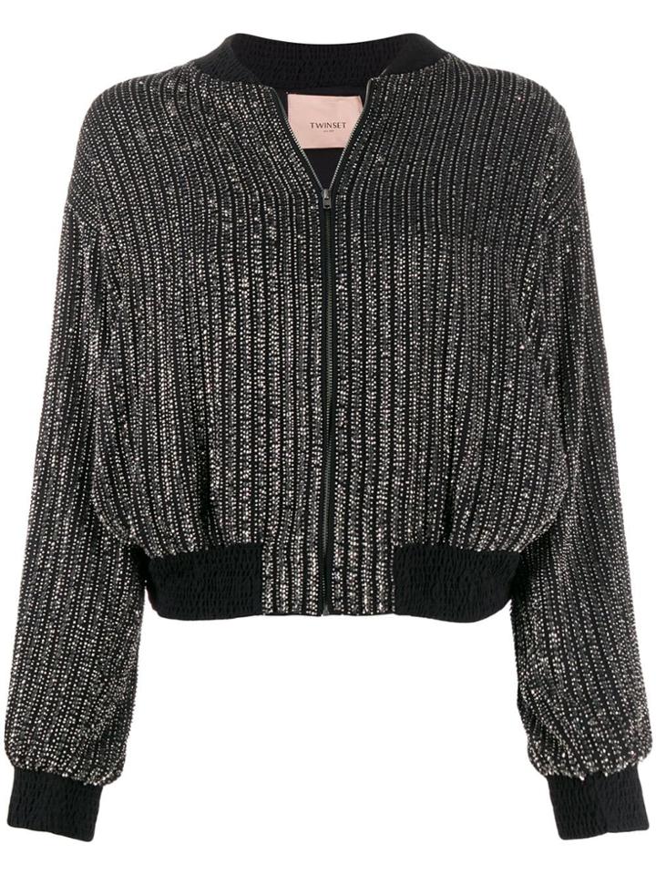Twin-set Crystal Bomber Jacket - Black