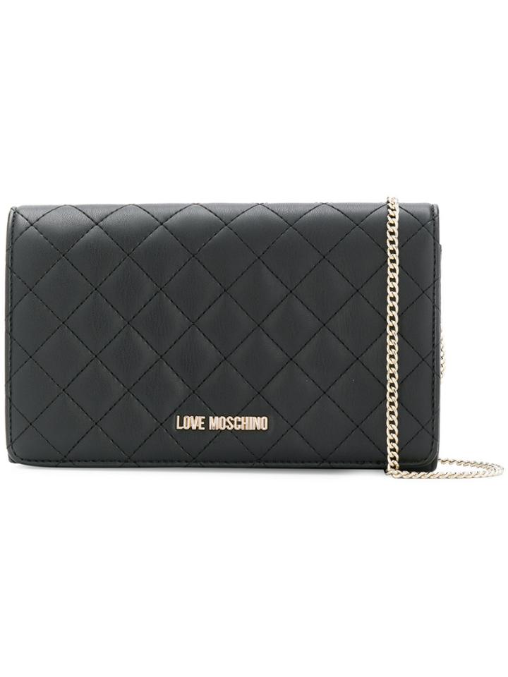 Love Moschino Quilted Foldover Crossbody - Black