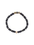 Nialaya Jewelry Rondelle Matte Onyx And Gold Plated Beaded Bracelet -