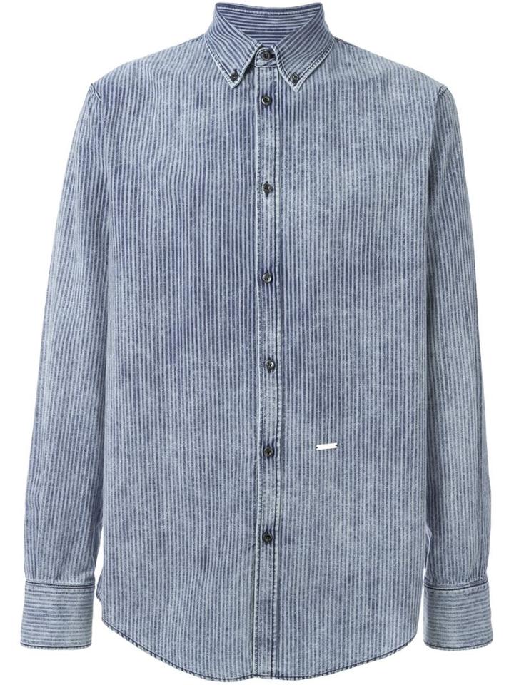 Dsquared2 Striped Demim Shirt, Men's, Size: 48, Blue, Cotton