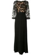 Tadashi Lace Panel Gown Dress, Women's, Size: 8, Black, Polyester/nylon