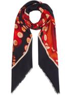 Burberry Octopus Print Cotton Silk Large Square Scarf - Red