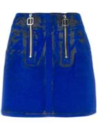Courrèges Flocked Mini Skirt, Women's, Size: 34, Blue, Cotton
