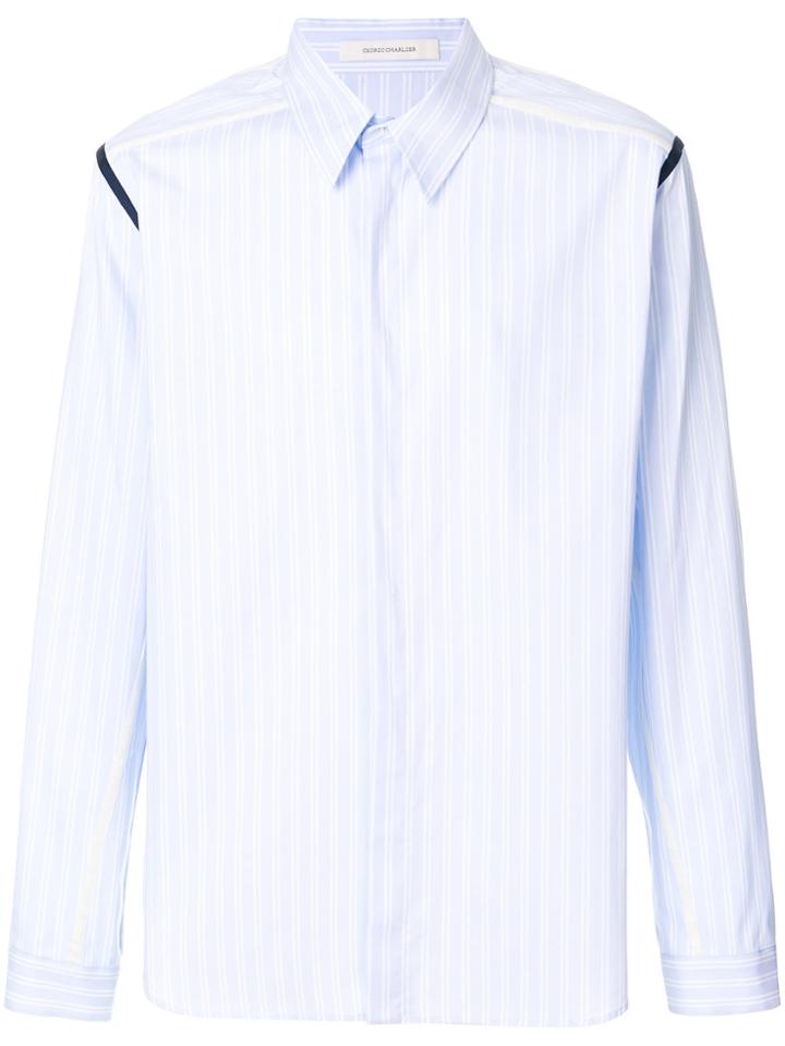 Cédric Charlier Contrast-insert Striped Shirt - Blue