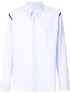 Cédric Charlier Contrast-insert Striped Shirt - Blue