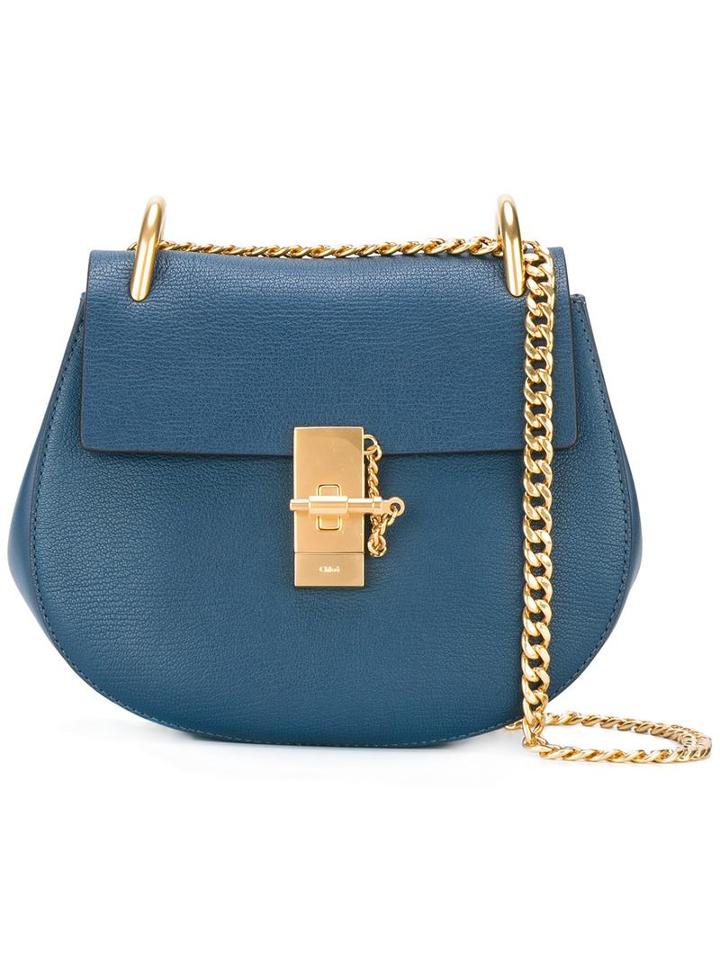 Chloé Medium Drew Shoulder Bag, Women's, Blue, Goat Skin/suede
