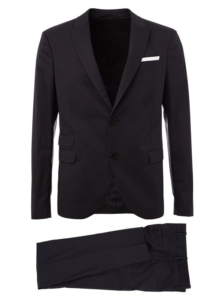 Neil Barrett Two Piece Suit, Men's, Size: 48, Blue, Polyester/viscose/cotton/spandex/elastane