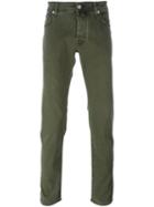 Jacob Cohen Straight Leg Trousers, Men's, Size: 36, Green, Cotton/modal/spandex/elastane