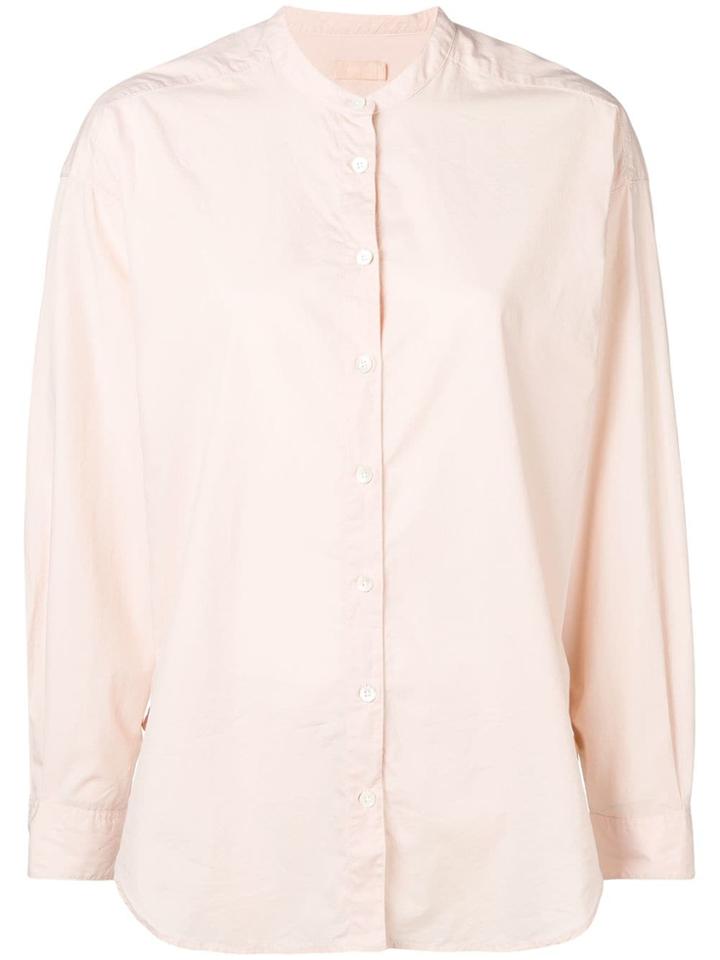 Closed Mandarin-collar Shirt - Pink & Purple