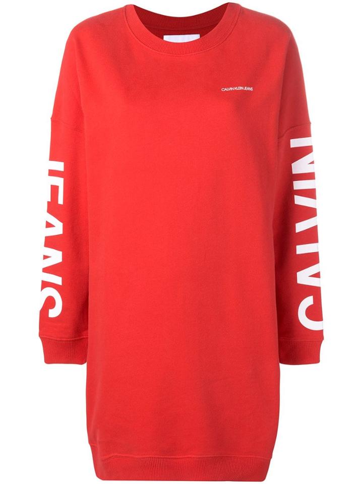 Calvin Klein Jeans Logo Print Sweater Dress - Red