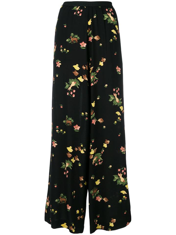 Antonio Marras Floral Wide Leg Trousers - Black