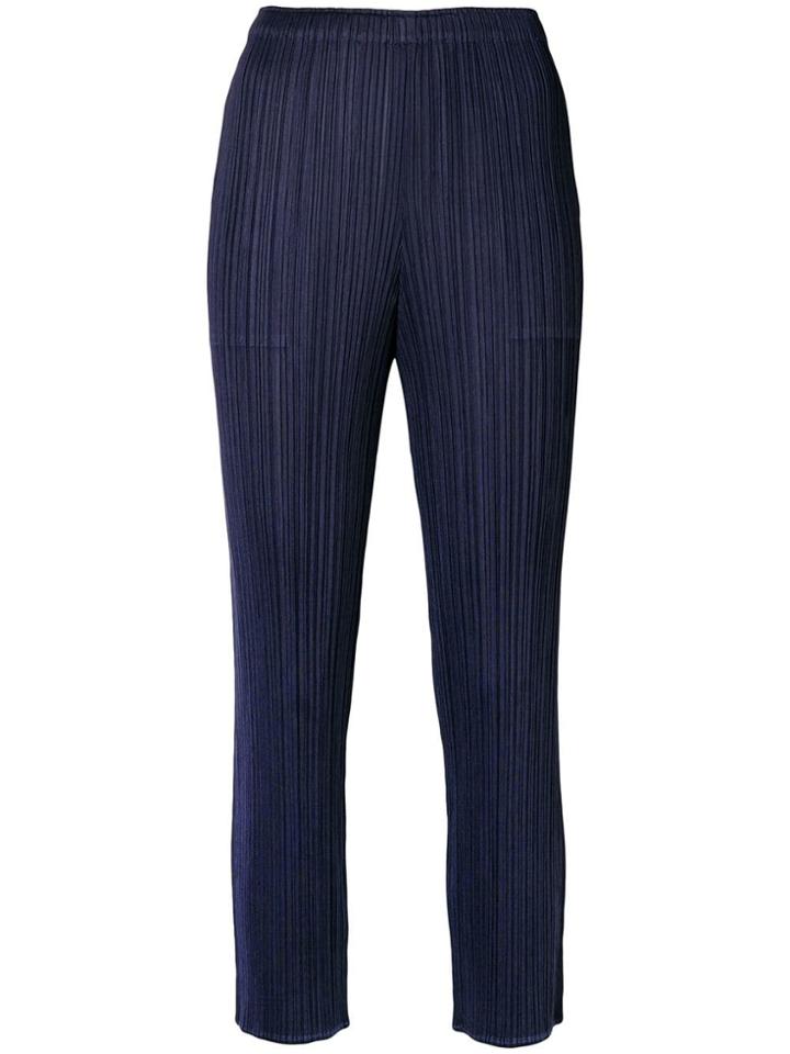 Pleats Please By Issey Miyake Pleated Slim-fit Trousers - Blue