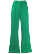 Stella Mccartney Flared Turn-up Trousers - Green