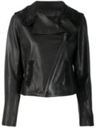 Chanel Pre-owned Off-centre Front Leather Jacket - Black