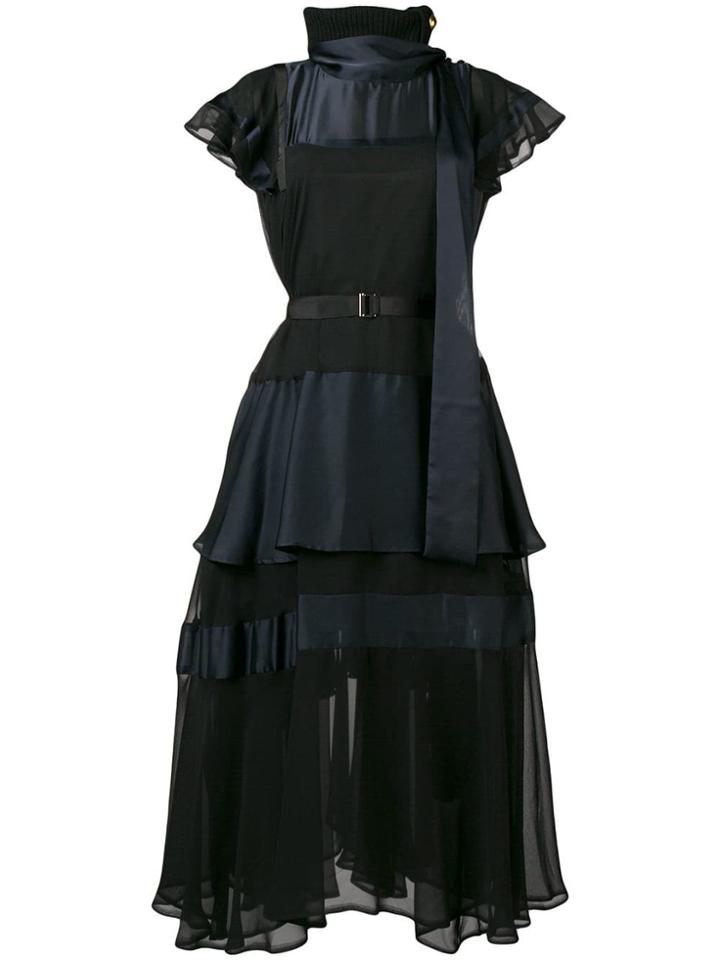 Sacai Layered Asymmetric Dress - Black