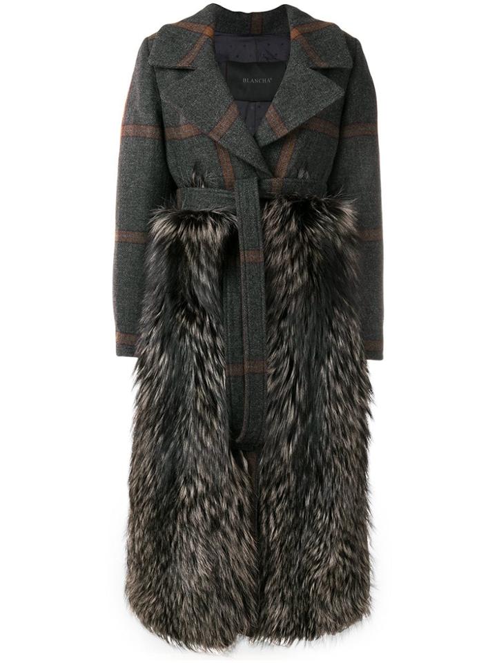 Blancha Fur Panelled Coat - Grey