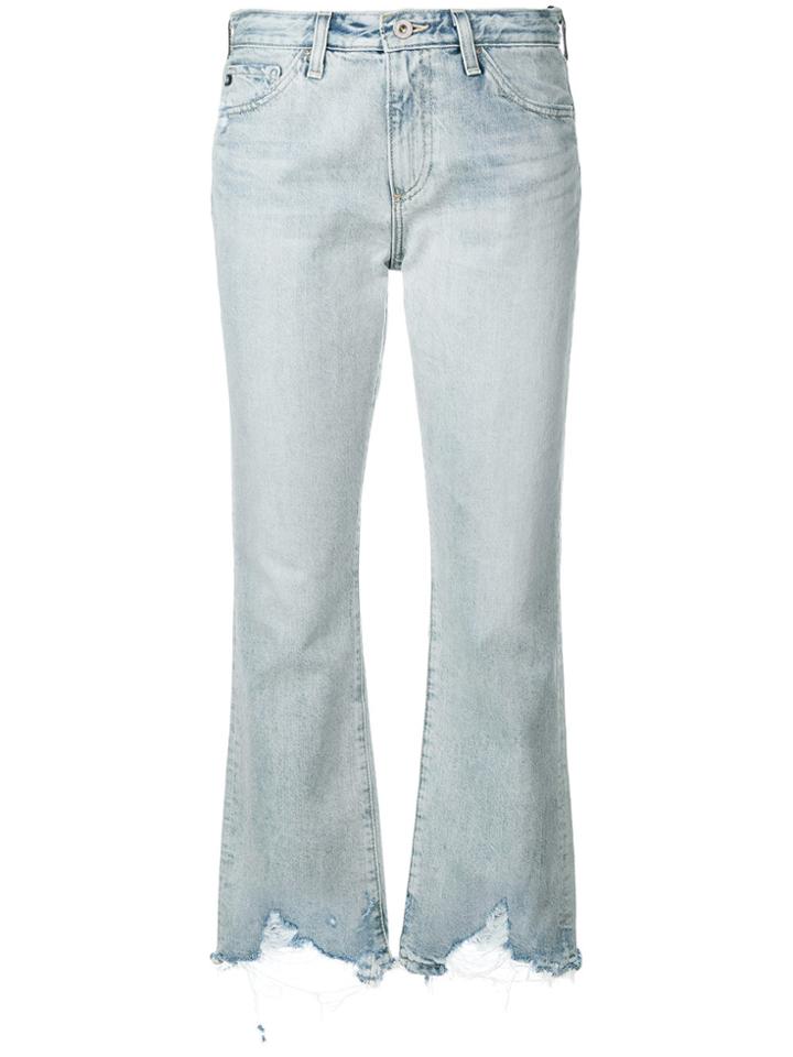 Ag Jeans Frayed Hem Cropped Jeans - Blue