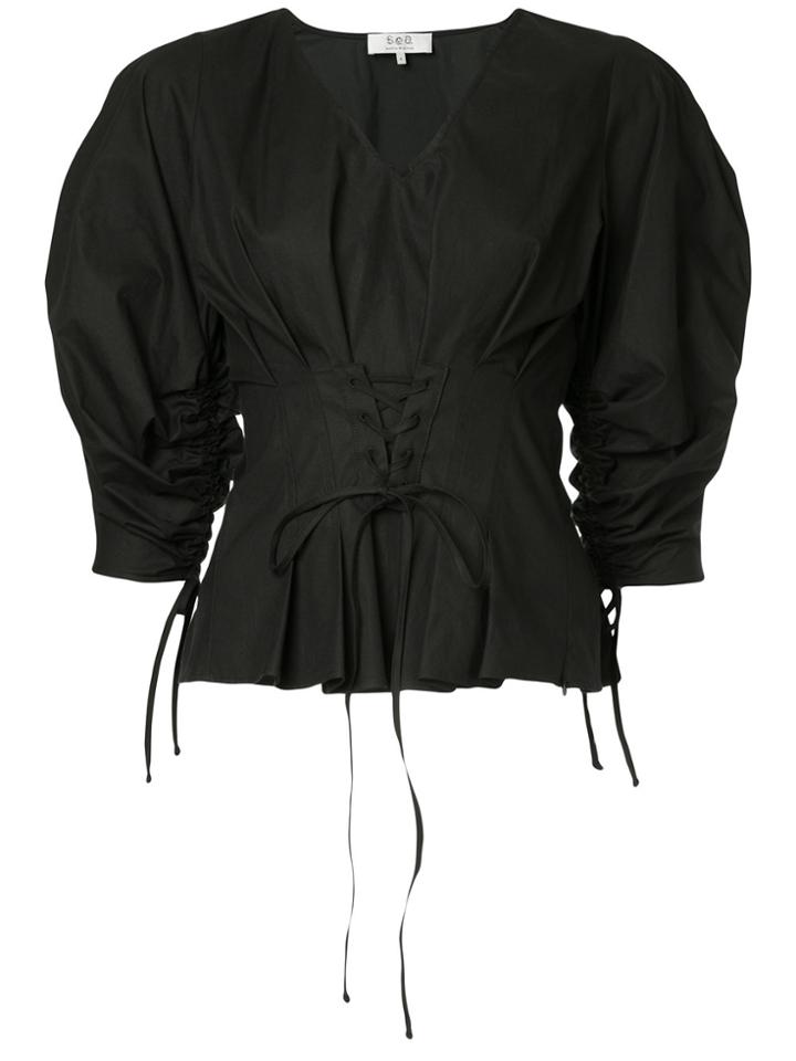 Sea Corseted Blouse - Black