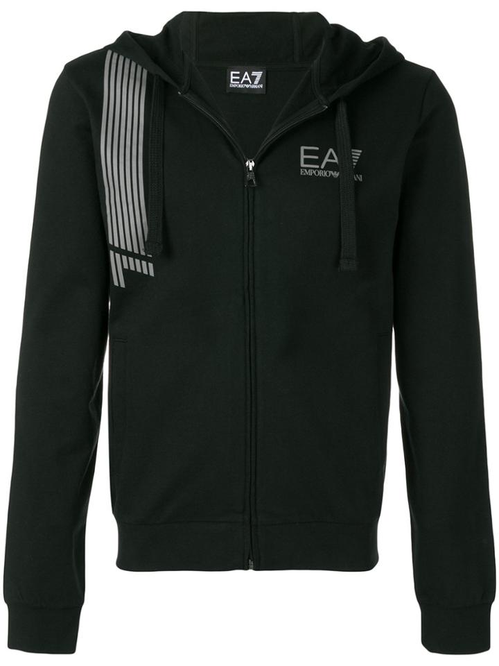 Ea7 Emporio Armani Logo Zipped Hoody - Black