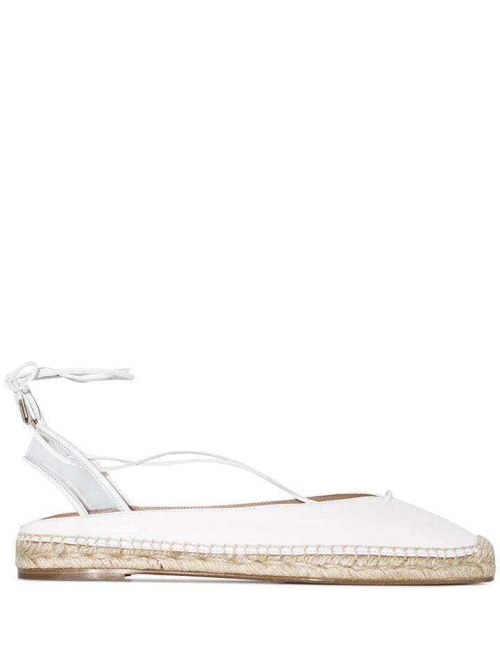Aquazzura Ankle Tie Espadrille Flats - White