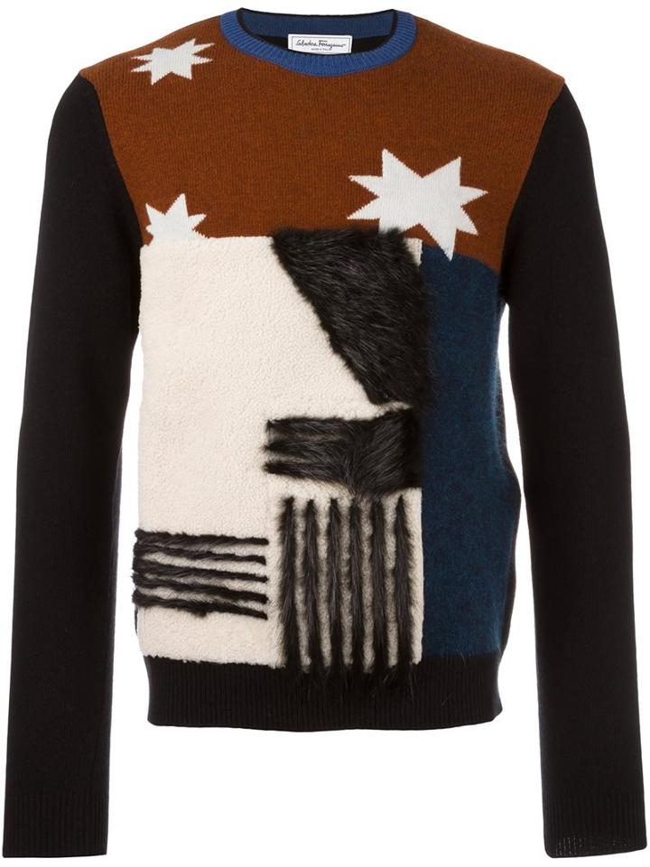 Salvatore Ferragamo Beaver Fur Intarsia Jumper, Men's, Size: Small, Polyamide/spandex/elastane/mohair/virgin Wool