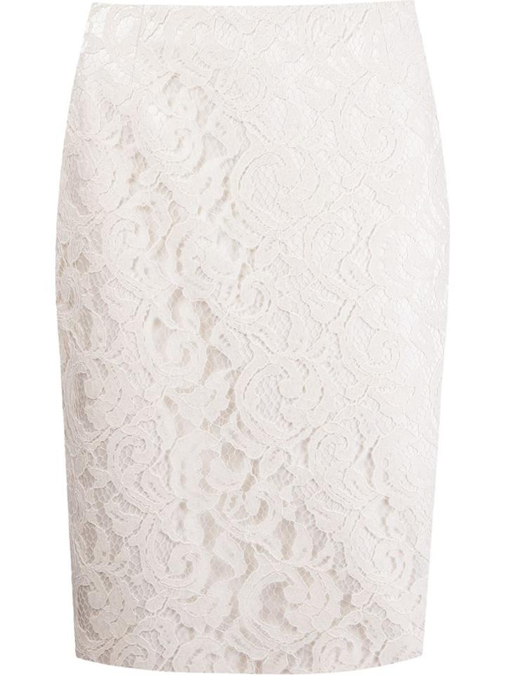 Martha Medeiros Marescot Lace Pencil Skirt, Women's, Size: 40, White, Cotton/viscose/polyamide/silk